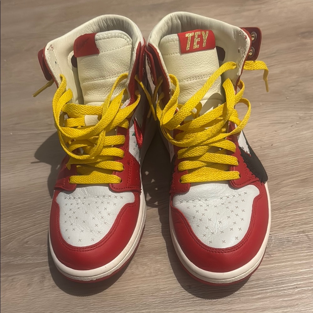 Nike Red, White and Yellow High-Top Sneakers
